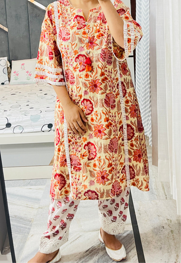 Cream Choga Set