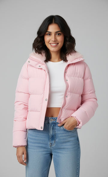 Blush Pink Quilted Puffer Jacket